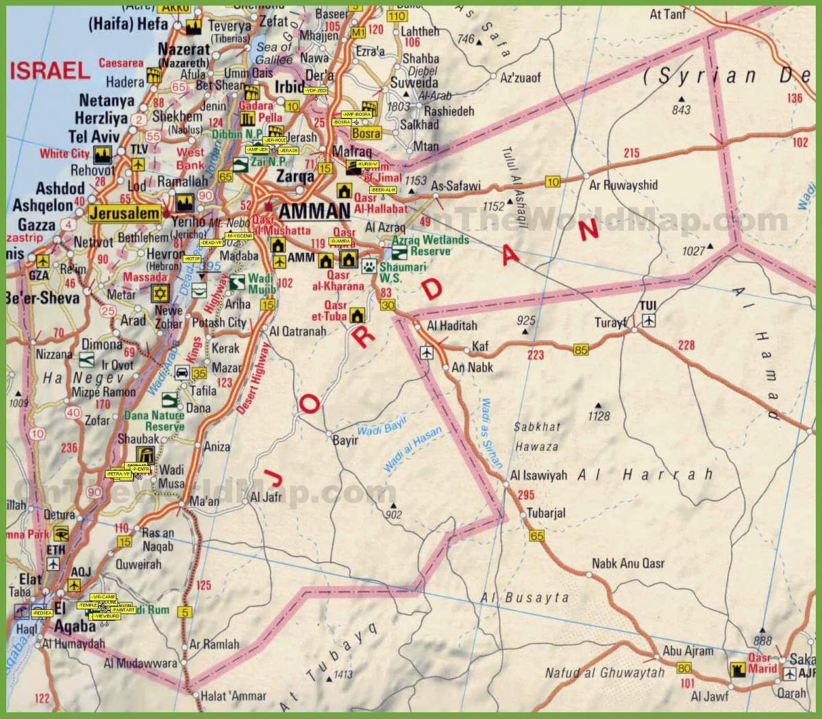 карта Јордана путу