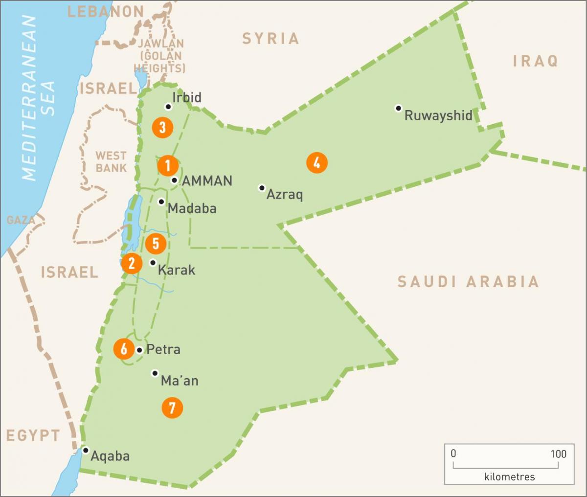 Аман Јордан на мапи