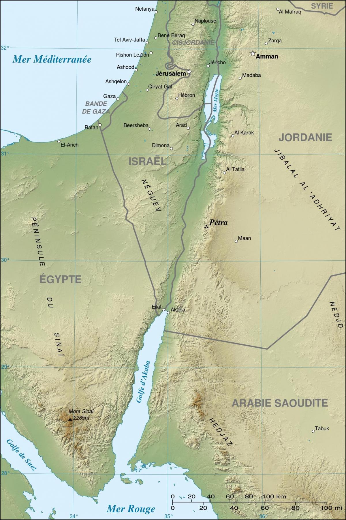 карта Јордан Петра показује